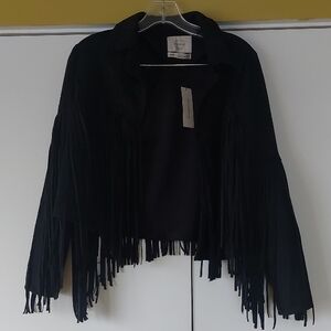NWT Size Small Black Fringe Women's Soft Jacket